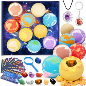 SUPERGFS galaxy bath bombs pack for kids with colorful fizz and space theme