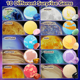SUPERGFS bath bombs showing surprise gemstone inside for playtime excitement