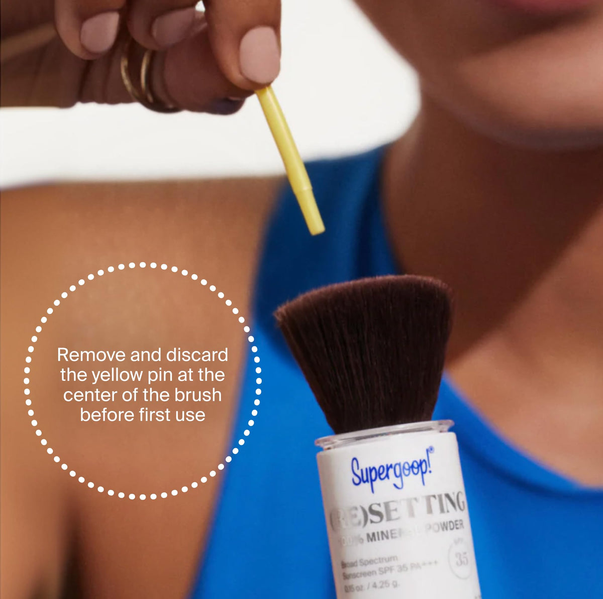 Supergoop! Ceramides and olive glycerides for skin moisture with mineral powder.
