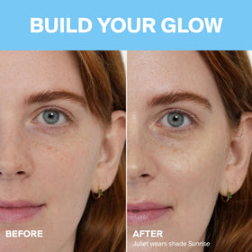 Supergoop Glowscreen hydration close-up emphasizes hyaluronic acid moisture boost.