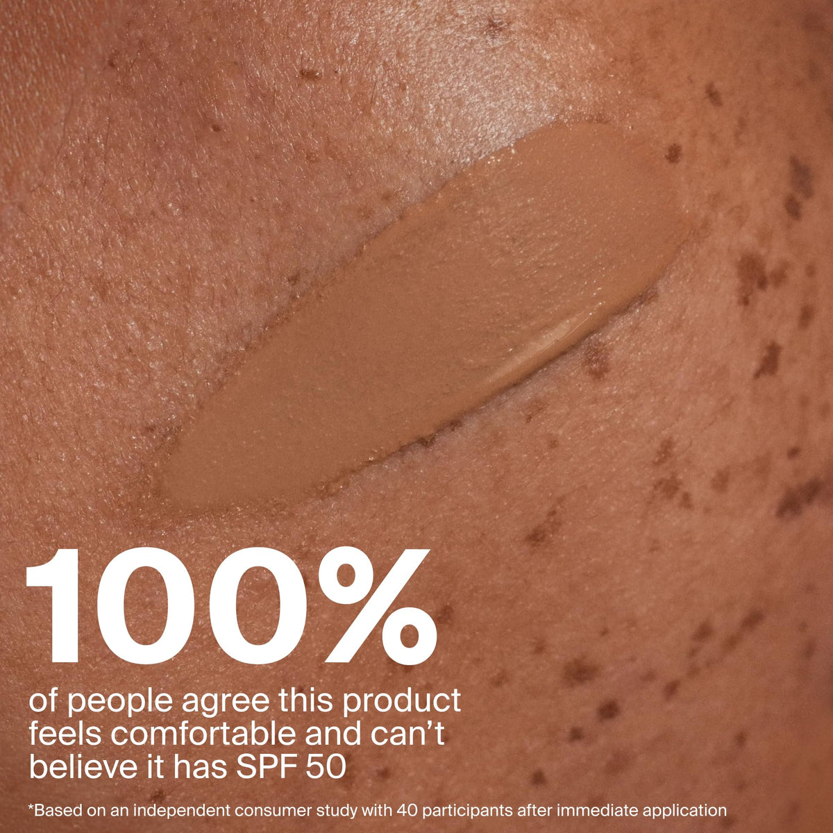 Supergoop Protec-tint spread on hand shows quick blendability.