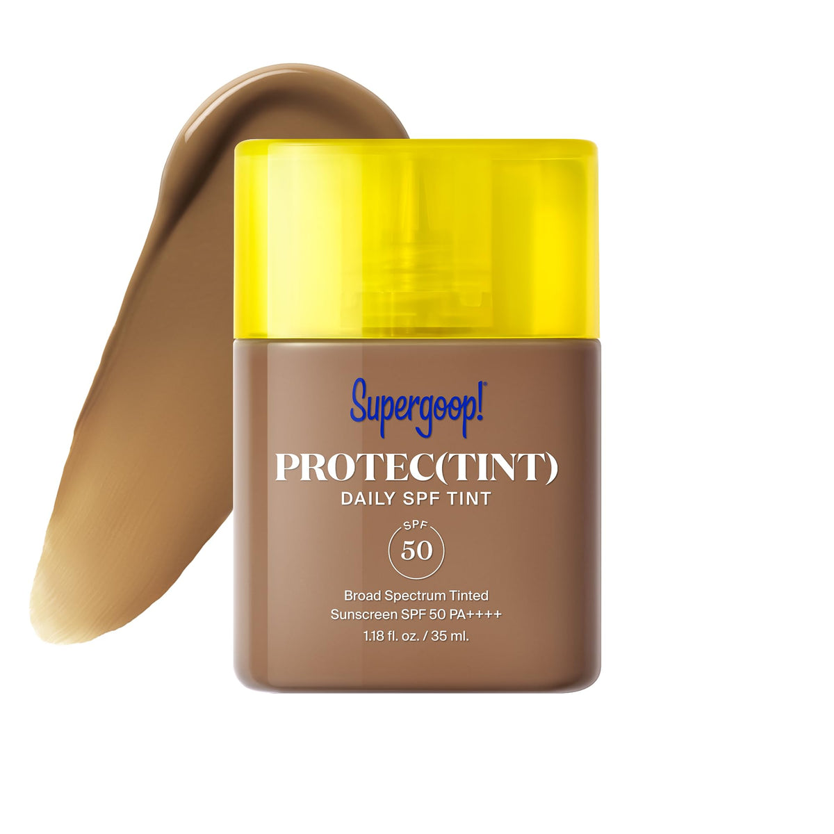 Supergoop Protect tint SPF 50 bottle front view shows lightweight daily protection.
