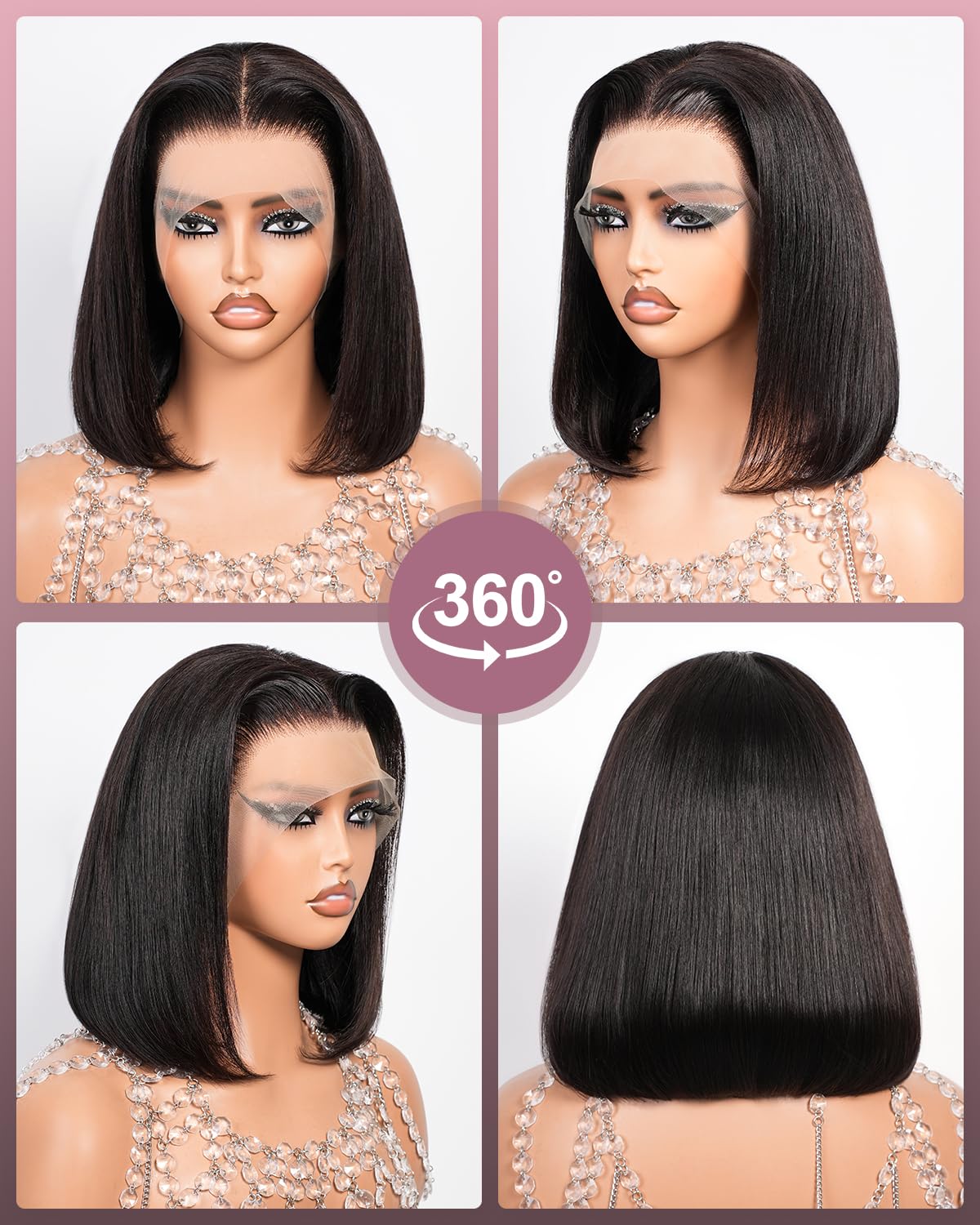 SUPERLOOK Brazilian virgin hair bob in 10 inches with silky straight texture.