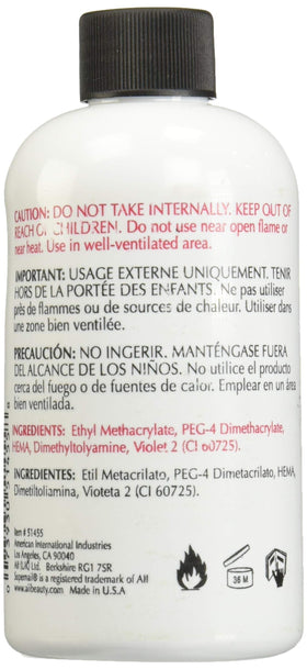 SuperNail Nail Liquid 8oz ingredients label highlights safe-use materials for nails.