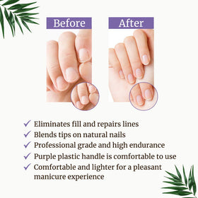 Nails being buffed to a natural shine on bare nails with the two-tone auburn handle.