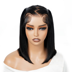 SUPERNOVA glueless short bob wig close up with natural lace blend for easy wear