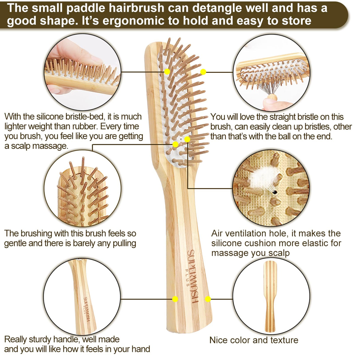 SUPERWASH PLUS bamboo brush in bathroom setup, eco-friendly styling.
