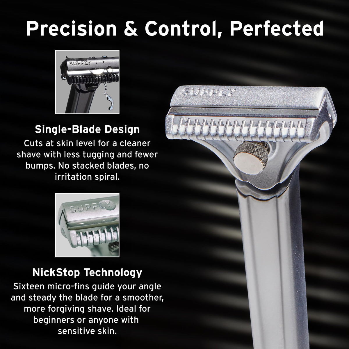Supply eight Japanese injector blades pack showcased for quick, tidy swaps.