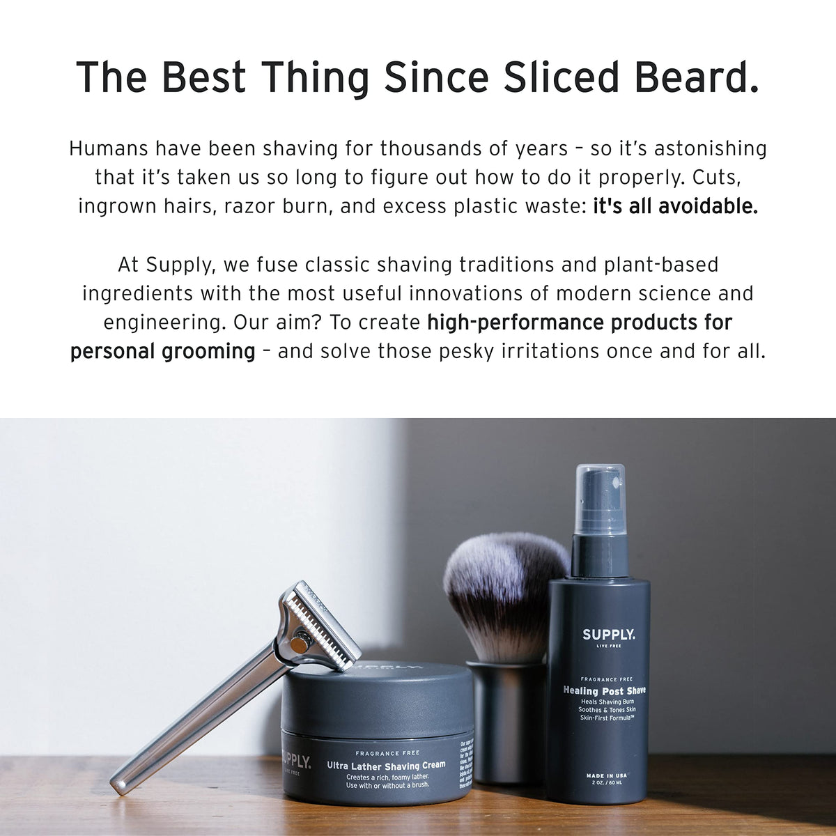 Supply Healing Post Shave daylong hydration keeps skin moisturized throughout the day.