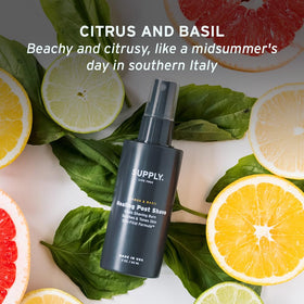 Supply Healing Post Shave citrus-basil scent notes for a fresh morning routine