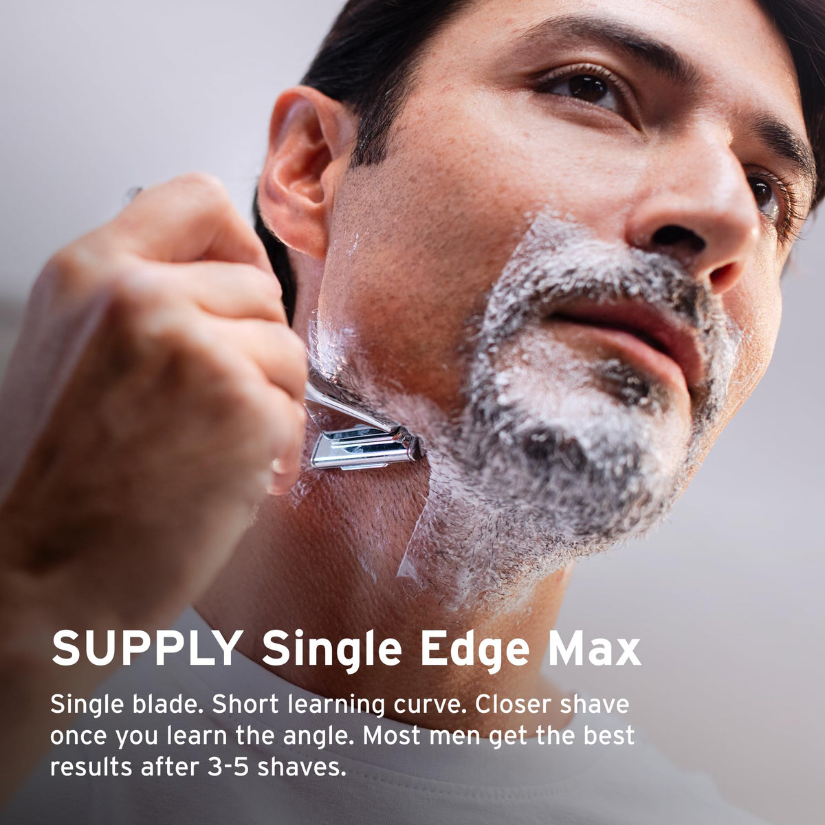 Supply metal-build razor handle highlighting durable, balanced feel.