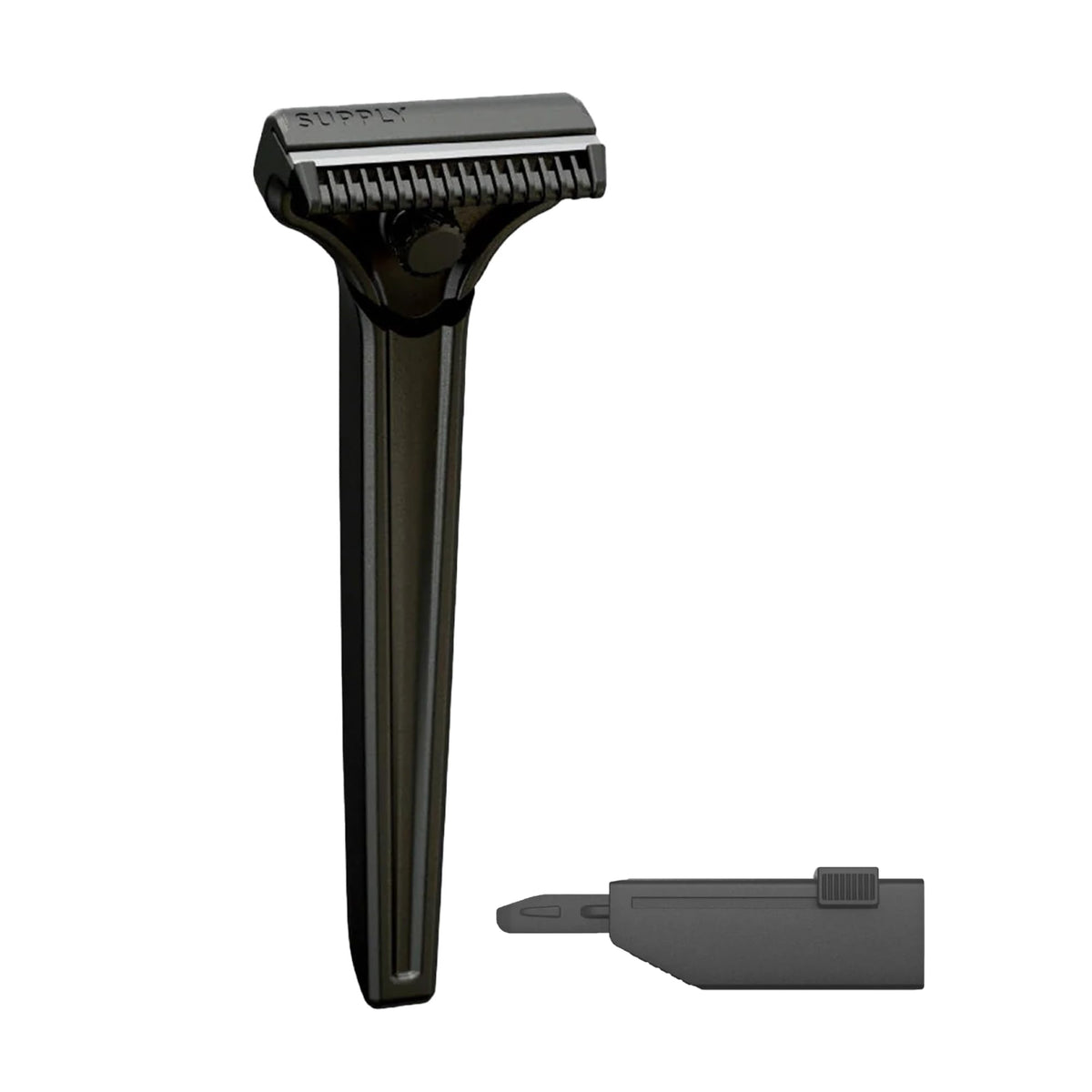 Supply Single Edge SE Razor handle offers weight-forward balance for precise control.