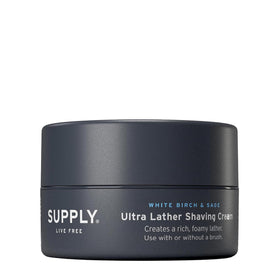 Supply Ultra Lather Shaving Cream bottle shows premium cushion for smoother shave
