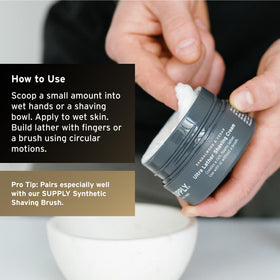 Supply Ultra Lather Shaving Cream Kaolin Shea Jojoba ingredients softening stubble