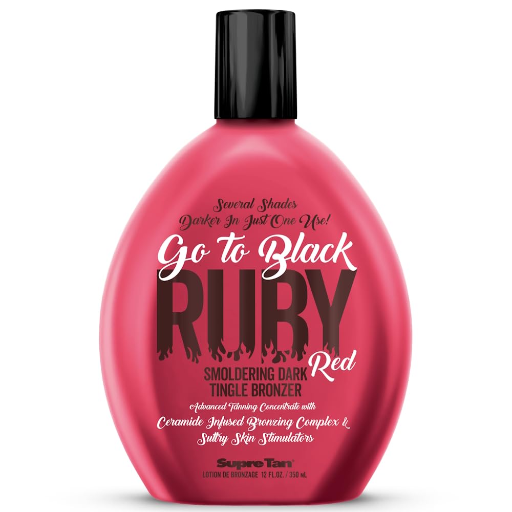Supre Go To Black Ruby Red Smoldering Dark Tingle Bronzer bottle for deeper bronze and nourished skin