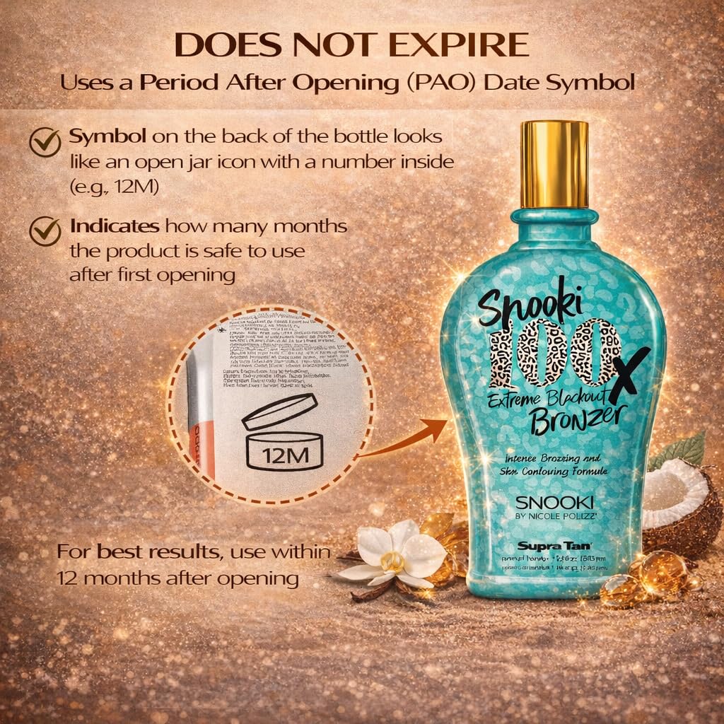 Supre Snooki 100x Extreme PAO symbol and shelf-life guidance