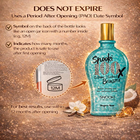 Supre Snooki 100x Extreme PAO symbol and shelf-life guidance