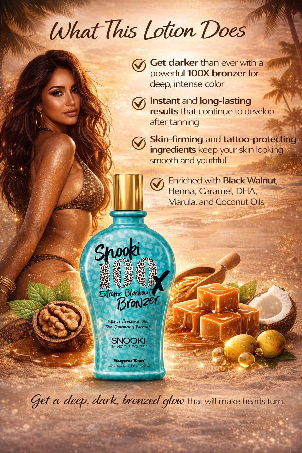 Supre Snooki 100x Extreme bottle emphasizes Lupin Seed Extract for skin firming