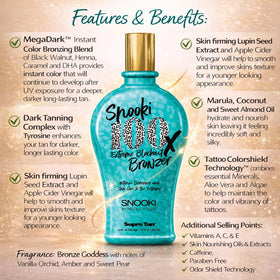 Supre Snooki 100x Extreme packaging highlights Tyrosine-based dark tanning complex