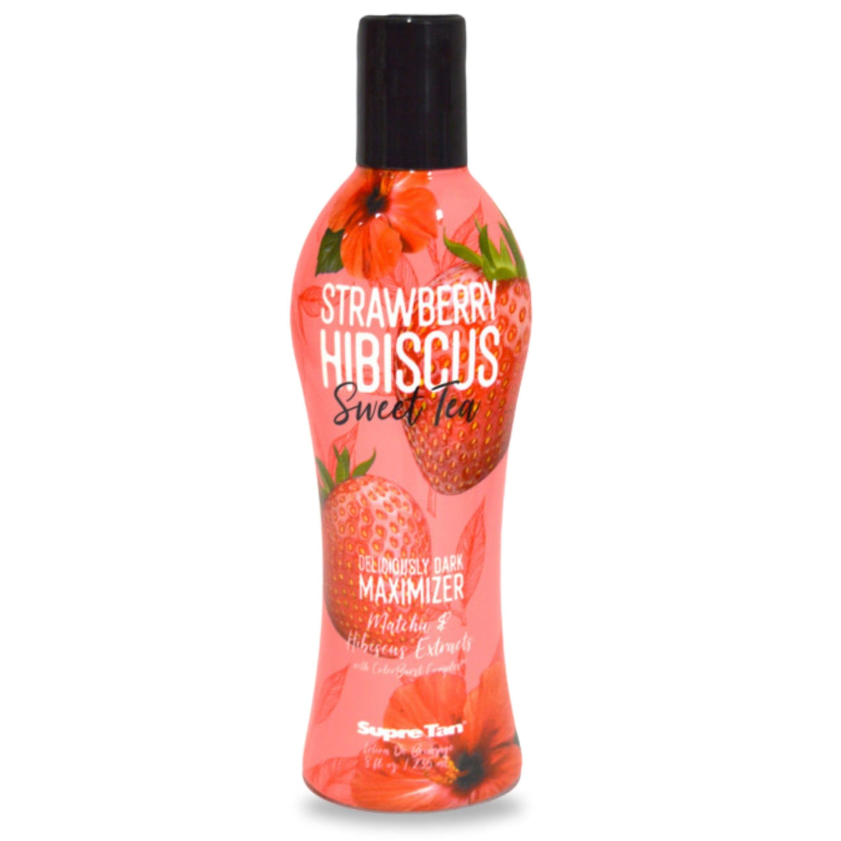 Supre Strawberry Hibiscus Sweet Tea Dark Maximizer bottle highlighting color-boosting formula