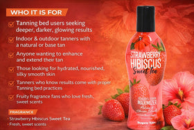 Ingredients panel of Supre showing hibiscus, strawberry and matcha extracts for skin conditioning