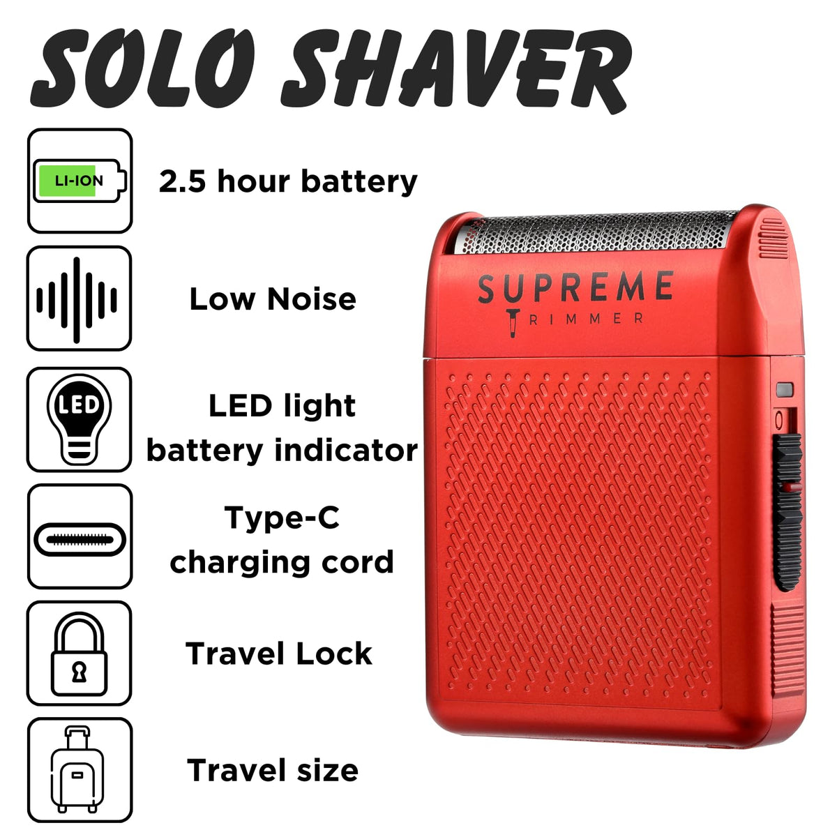 Supreme Trimmer Solo USB-C charging delivers quick, reliable power on the go.