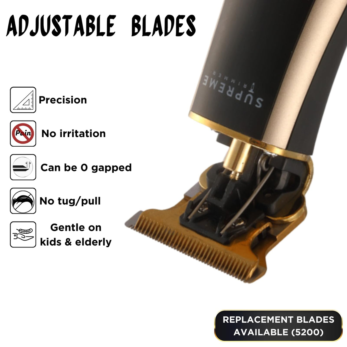 Supreme Trimmer T Shaper blade detail demonstrates precise zero-gap