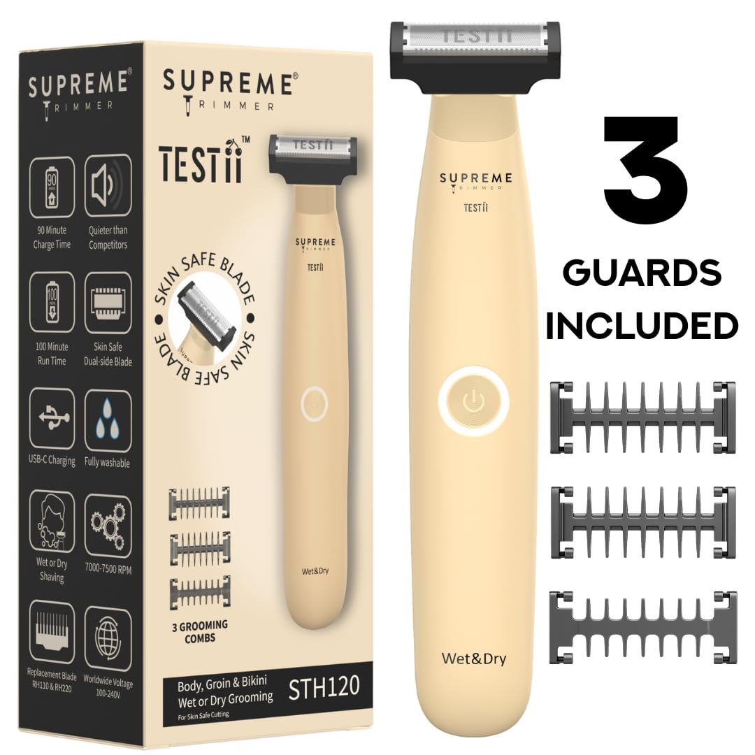 Supreme Trimmer Testii STH120 guard combs 1-3-5 mm offer customizable trimming lengths.