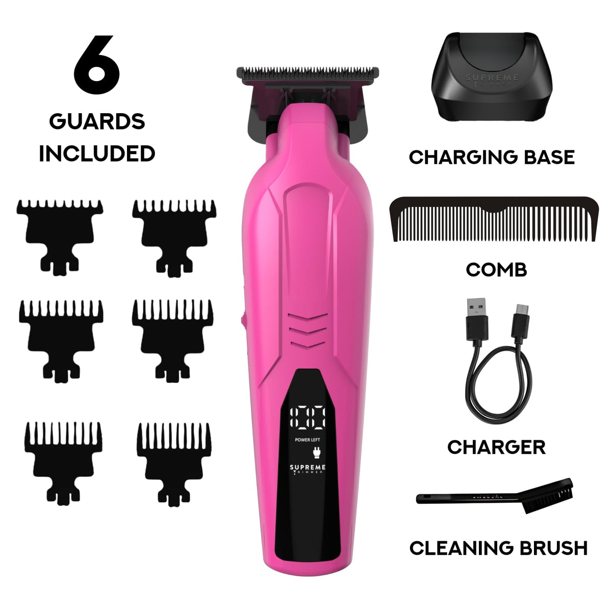 Pink colorway of Supreme Trimmer Vader Lite ST3700 for stylish grooming