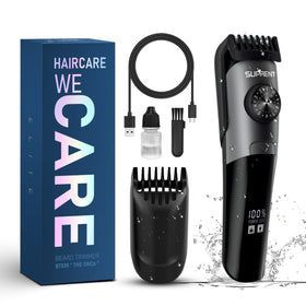 SUPRENT beard trimmer IPX7 waterproof for wet or dry grooming.