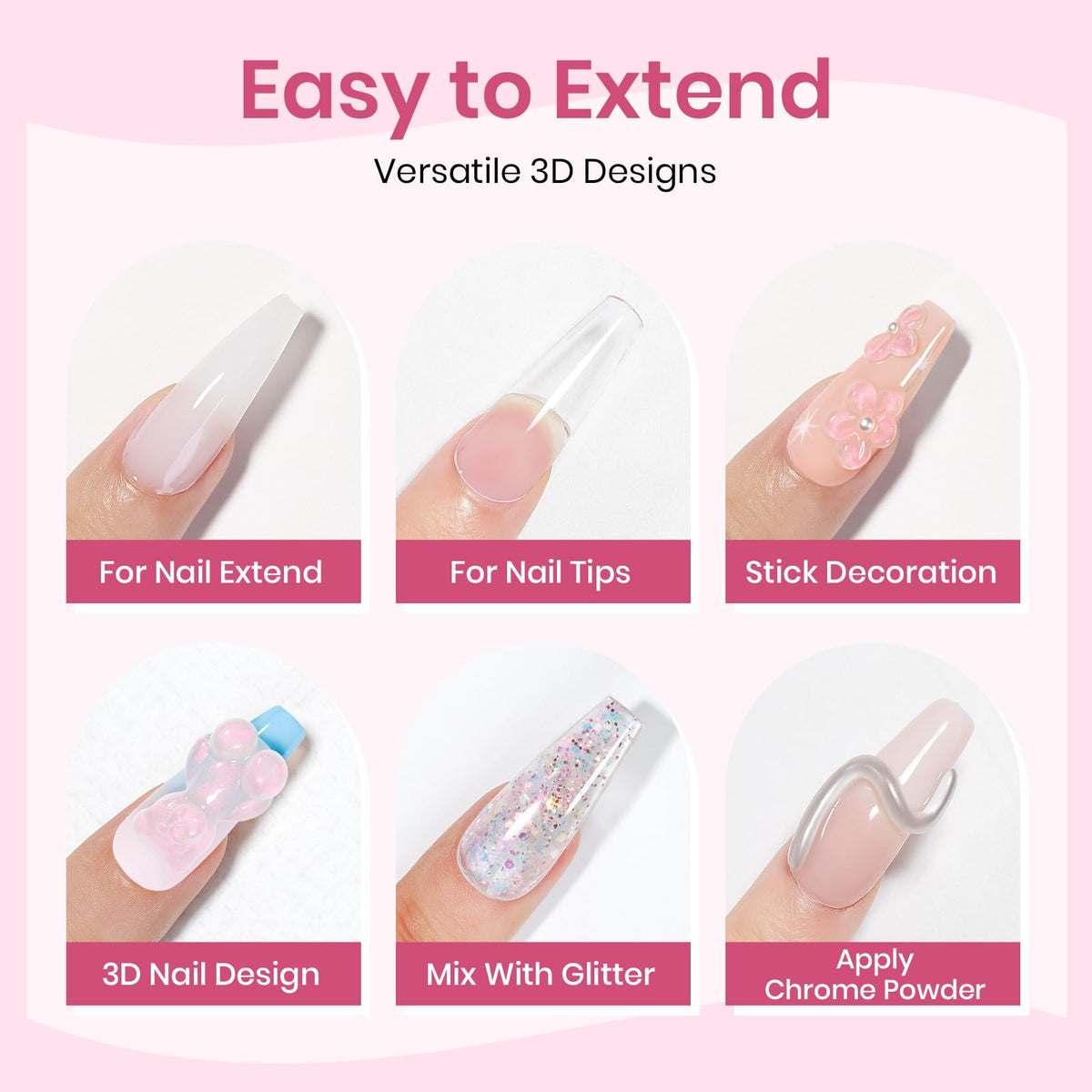 SUPWEE 3D Sculpting Gel Aurora Pink for premium decorative nails.