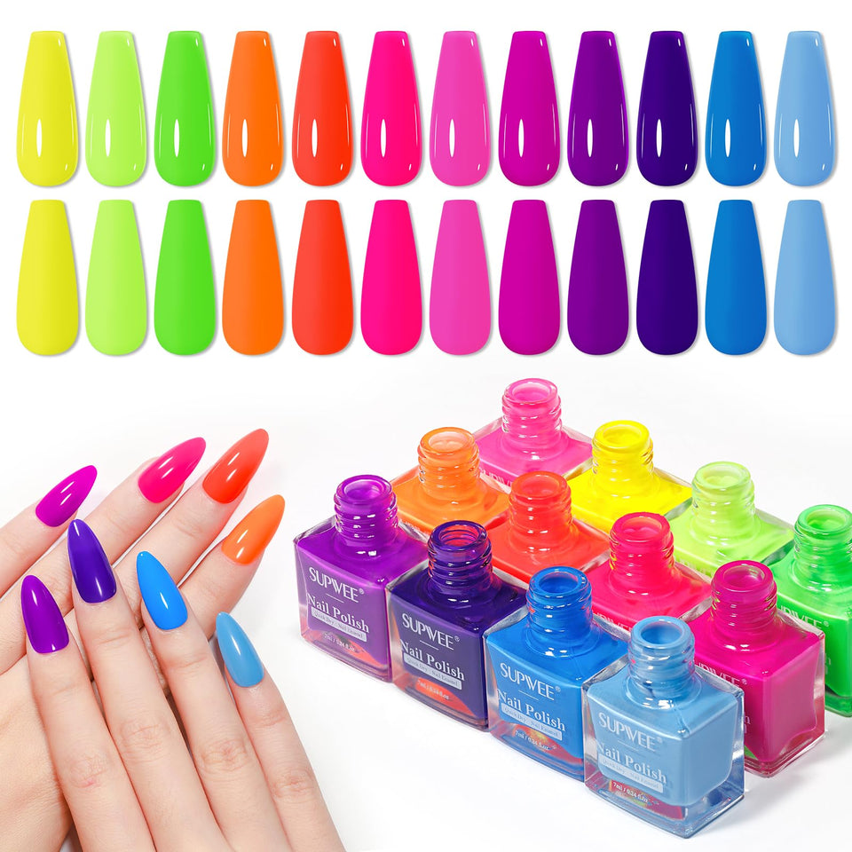 SUPWEE Bright Neon yellow nail polish swatch for quick, vibrant manicures.