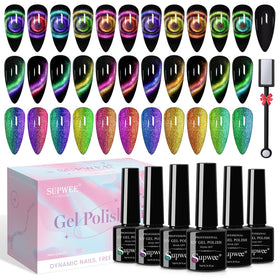 SUPWEE Cat Eye Gel Polish Galaxy collection box shows vibrant color shifts for dynamic manicures.