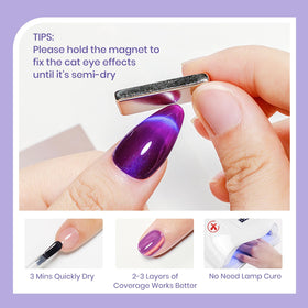 Supwee Cat Eye Set bottle 03 demonstrates quick-dry color payoff without gel lamps.