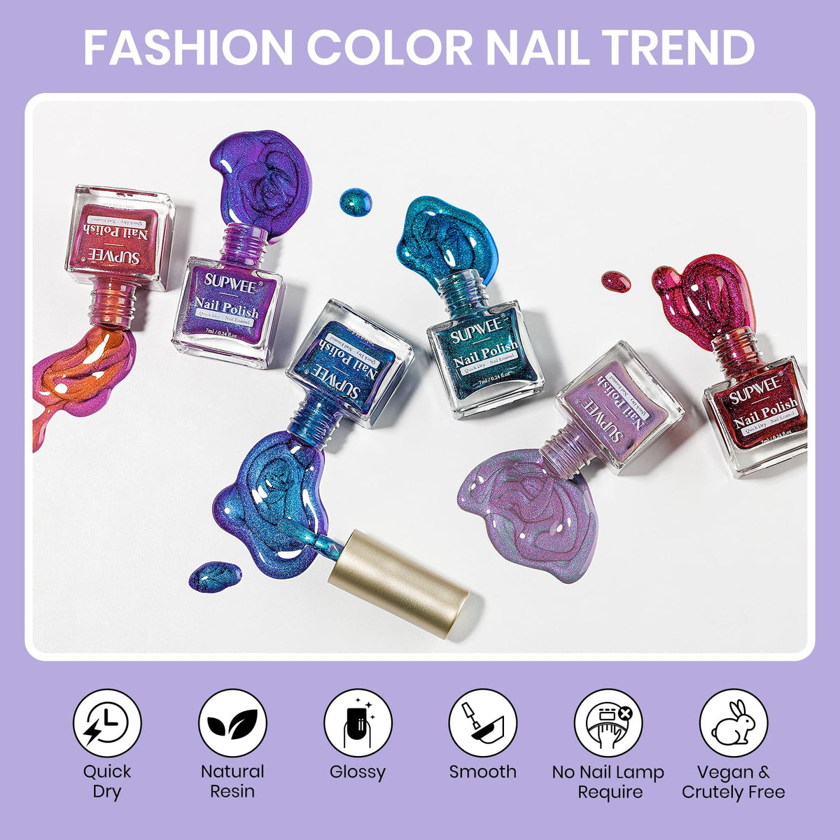 Bottle 08 pairs with base/top coats for durable, glossy results.