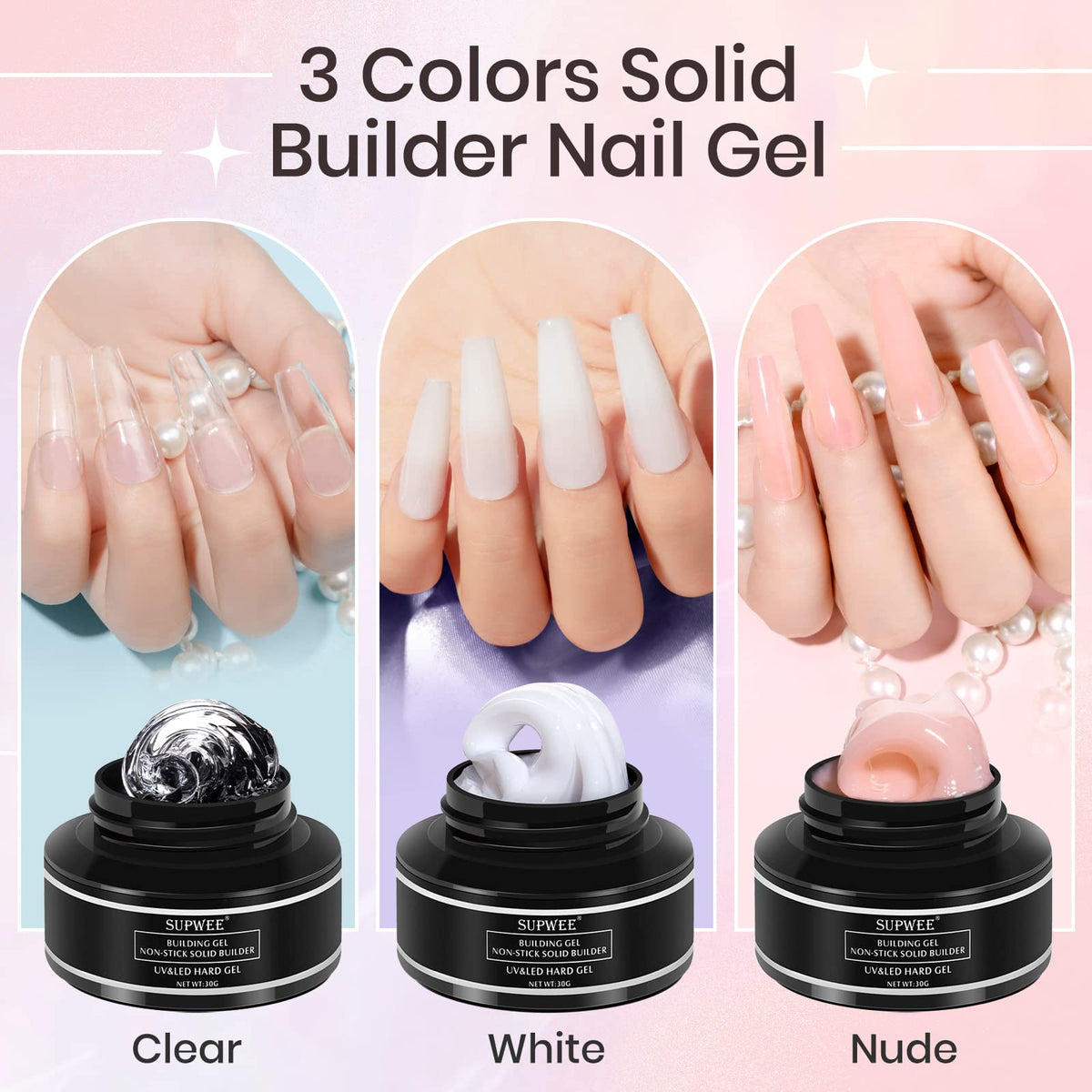 SUPWEE solid builder gel for 3D sculpting detailing and decorative accents.