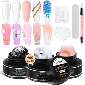 SUPWEE solid builder gel for clear 3D nail art with durable structure.