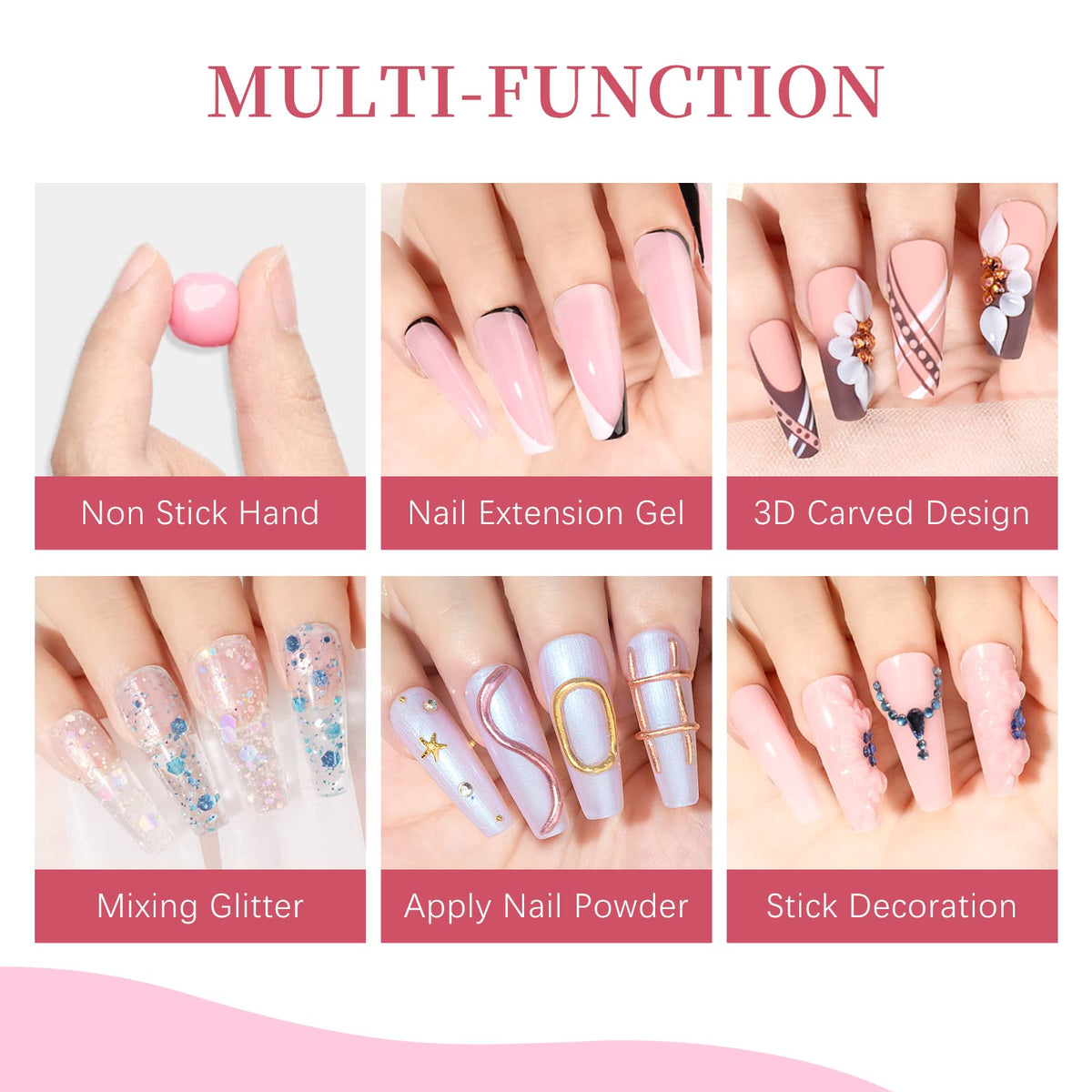 Supwee extend mold for creative 3D nail designs
