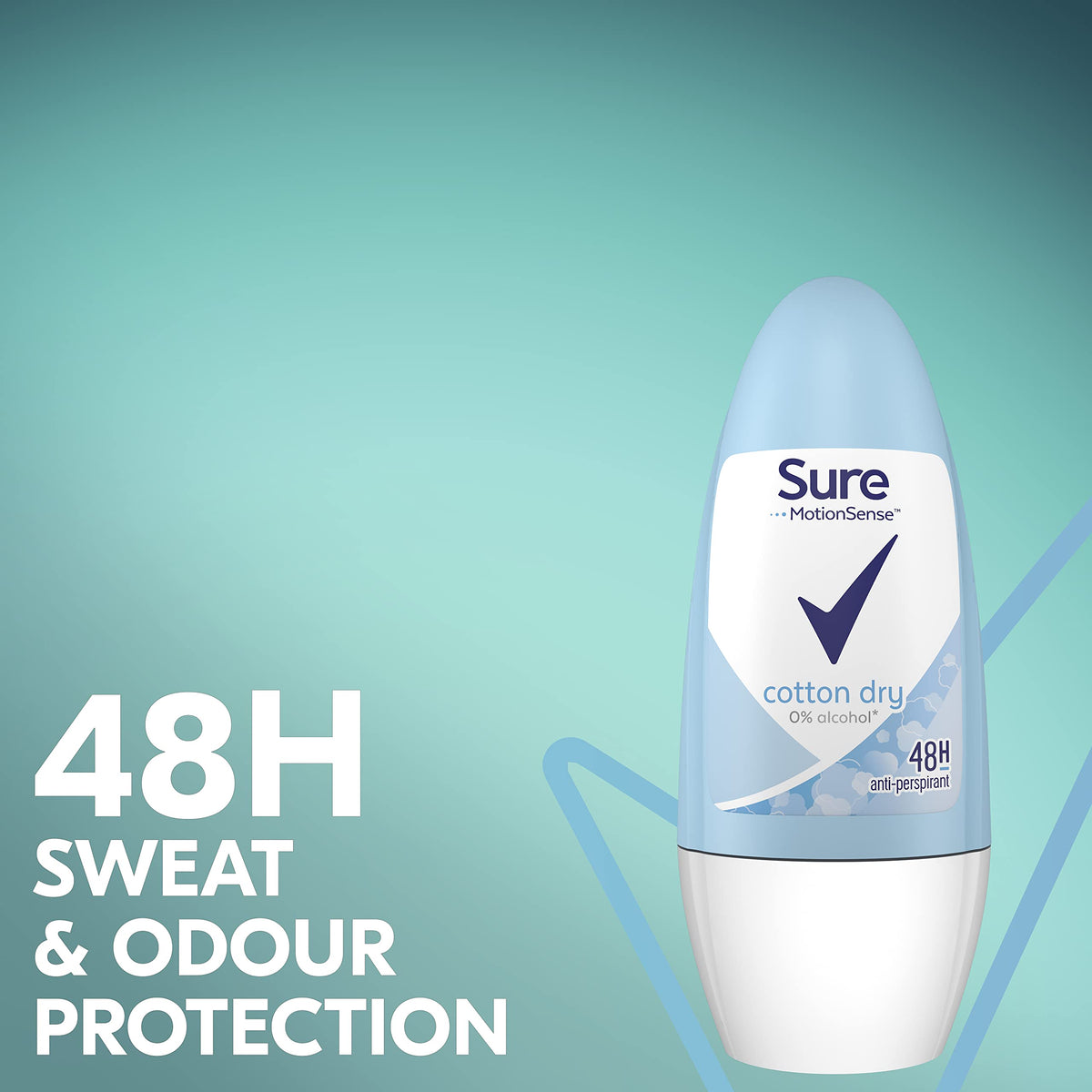 Close-up of Sure Cotton Fresh Roll-On bottle cap for secure, easy use