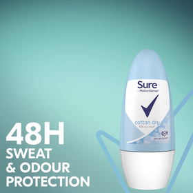 Close-up of Sure Cotton Fresh Roll-On bottle cap for secure, easy use