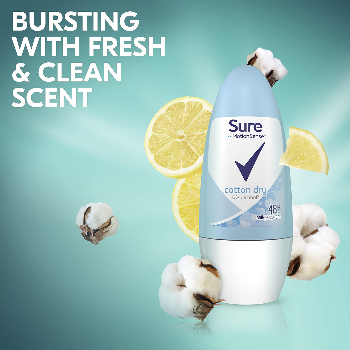 Sure Cotton Fresh Roll-On pack front highlighting compact travel-friendly design