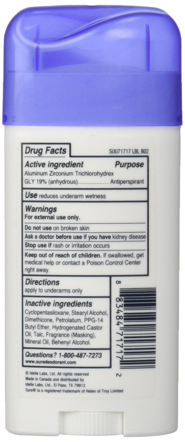 Sure invisible solid anti-perspirant stick, unscented and clear on skin, ideal for all-day confidence