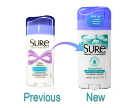 Sure invisible solid unscented underarm application demonstrates quick-dry feel.