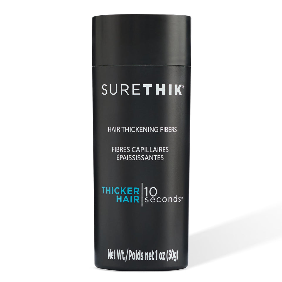 Surethik medium brown hair fibers blend naturally for thinning areas and fuller appearance.