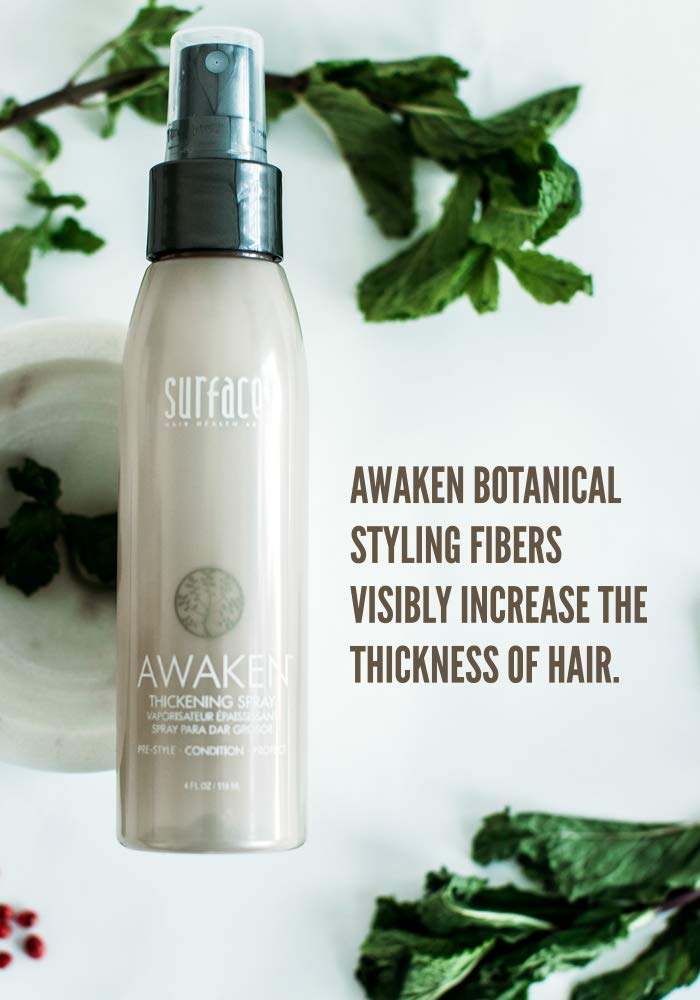 Surface Awaken Thickening Spray mist delivers botanical conditioning during styling.