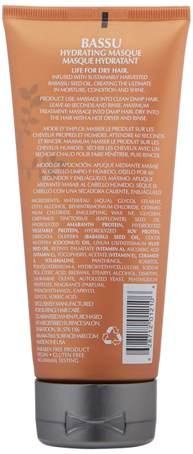 SURFACE Bassu Hydrating Masque label closeup highlighting oils for hydration.
