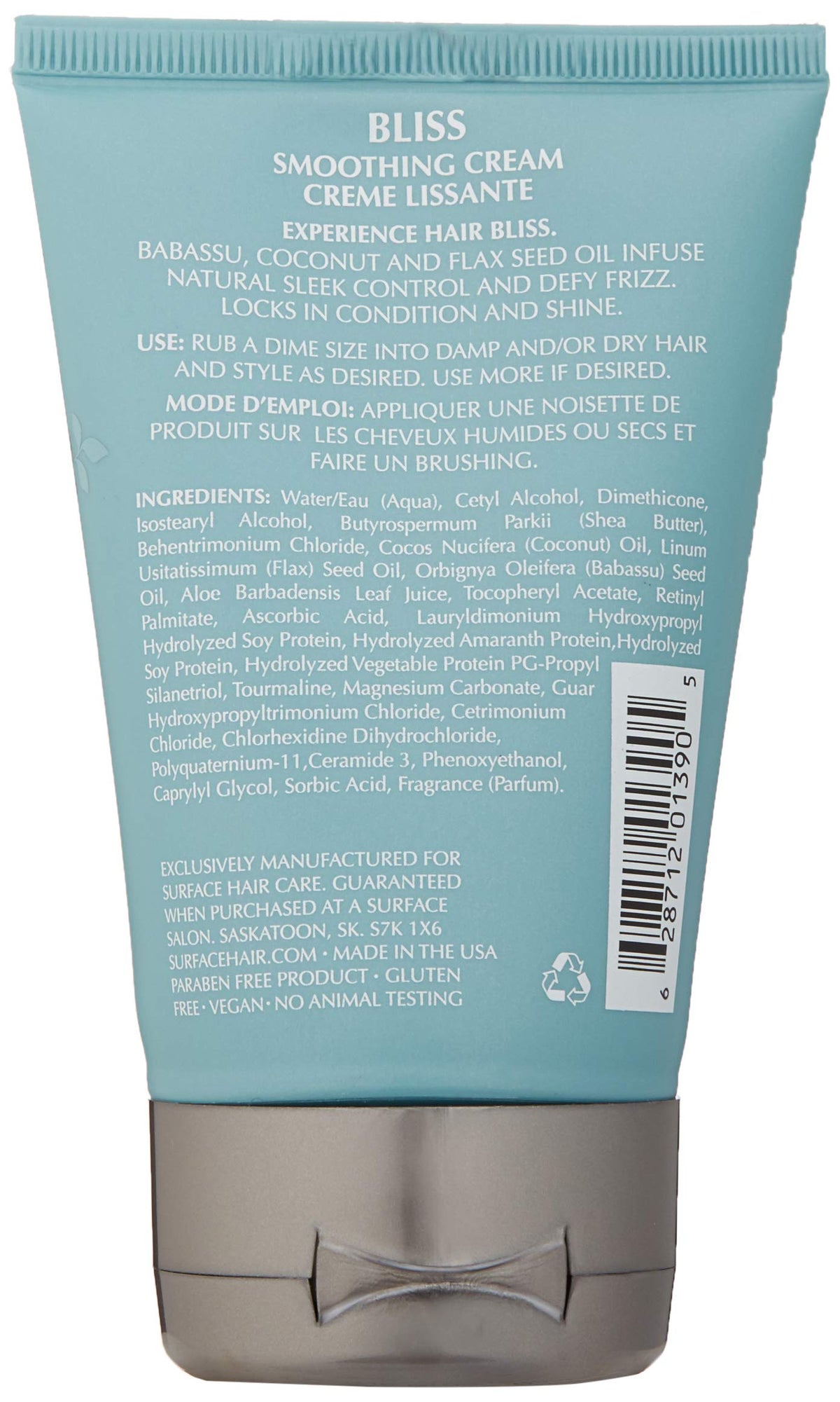 Hands applying Bliss Smoothing Cream to damp hair for smoothness and heat protection.