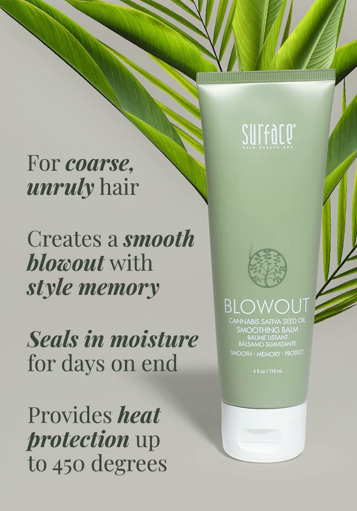 SURFACE Blowout Balm application demonstrates easy smoothing before blow-drying.