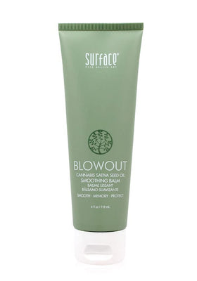 SURFACE Blowout Balm bottle shown for long-lasting smoothness and heat defense.