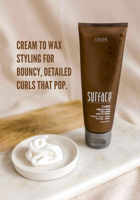 Surface Curls Cream Wax ingredients list includes cocoa, shea, and babassu oils